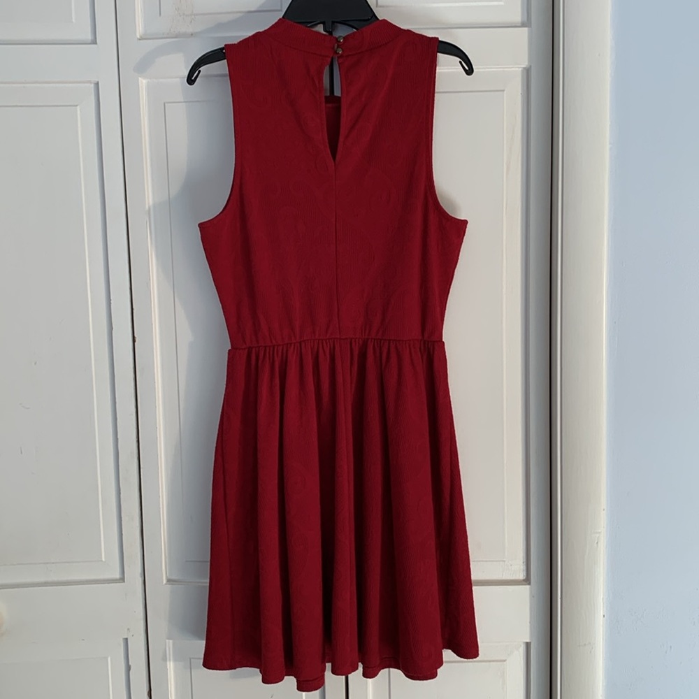 Dina Be Red Damask Midi A-line Sleeveless Cocktail Dress EUC - Picture 4 of 8